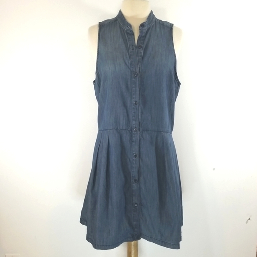 BCBGeneration Denim Button Front Sleeveless Dress Large